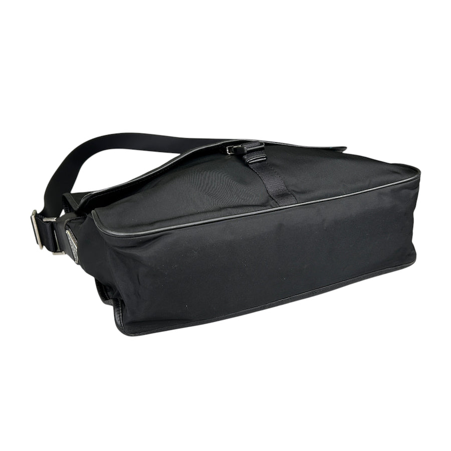 PRADA BLACK NYLON BUCKLE MESSENGER BAG