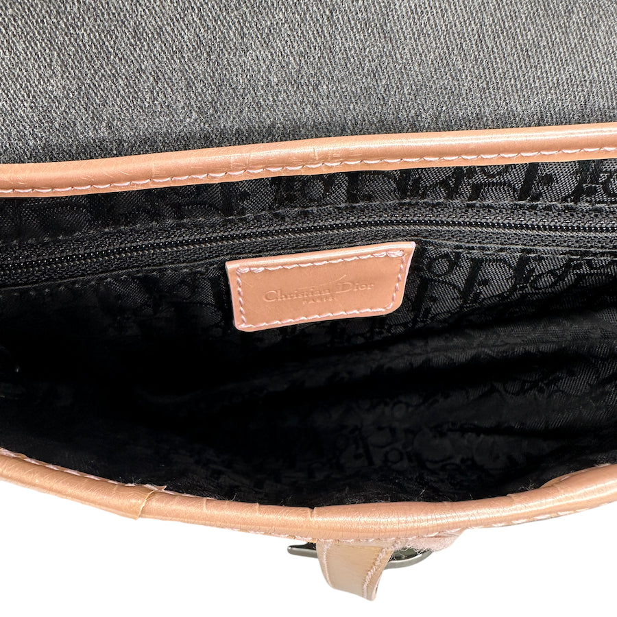 DIOR 2003 DENIM/PATENT LEATHER SADDLE BAG