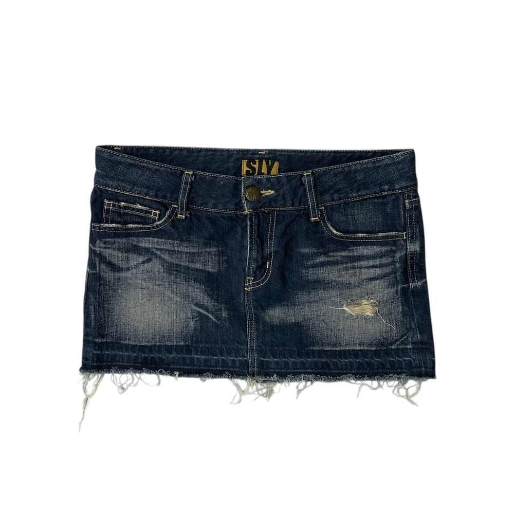 SLY DISTRESSED MINI DENIM SKIRT