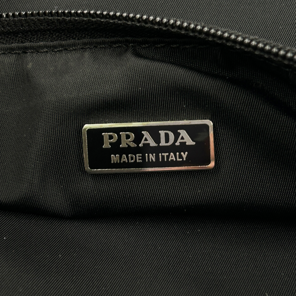 PRADA BLACK NYLON POCHETTE BAG - BLACK