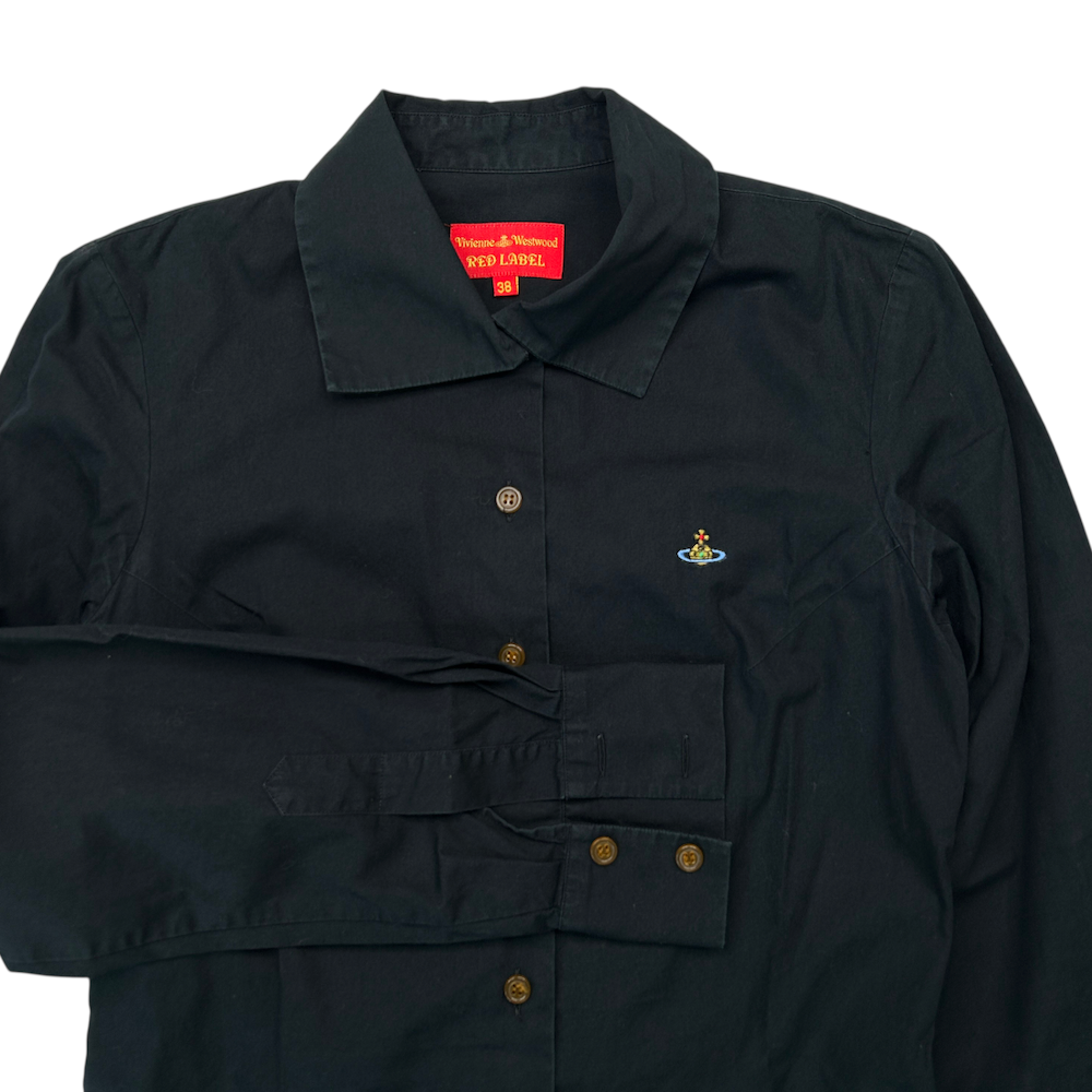 38) VIVIENNE WESTWOOD RED LABEL BUTTON CINCHED BUTTON UP SHIRT