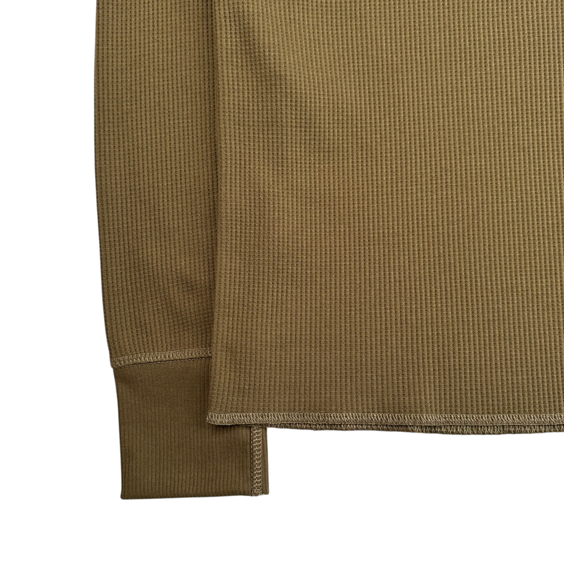 (NEW) AVIREX WAFFLE HENLEY LONG SLEEVE TOP - OLIVE