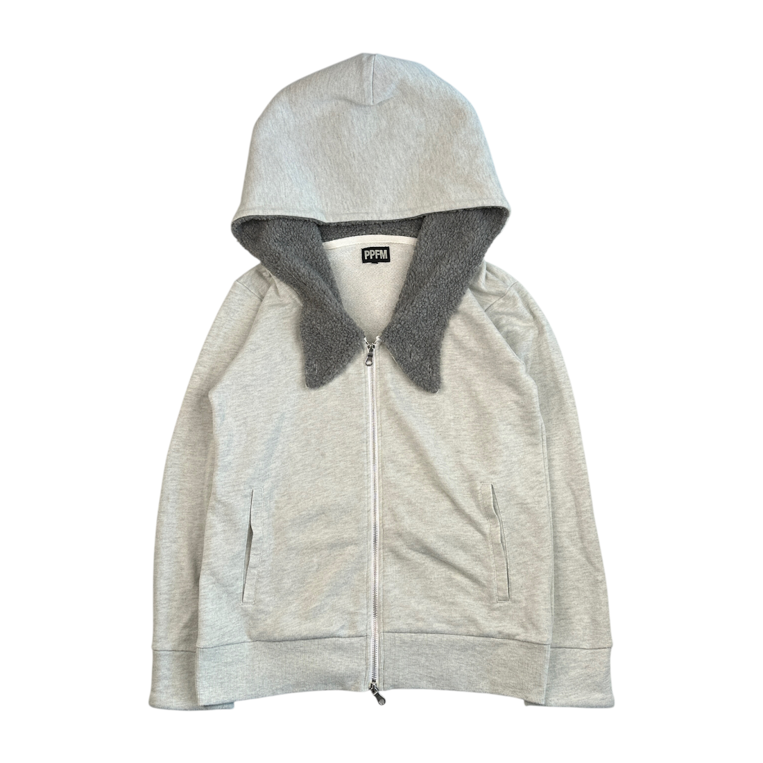 (L) PPFM COLLARED ZIP HOODIE - GREY