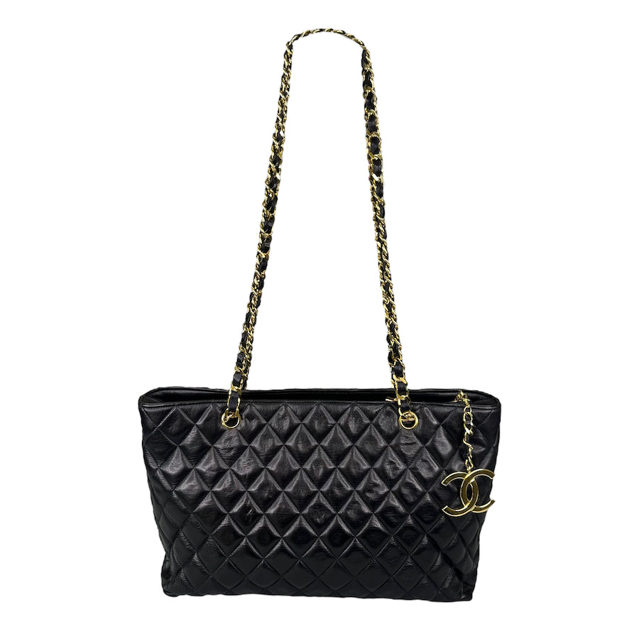 CHANEL CC CHARM QUILTED LAMBSKIN TOTE BAG - MEDIUM