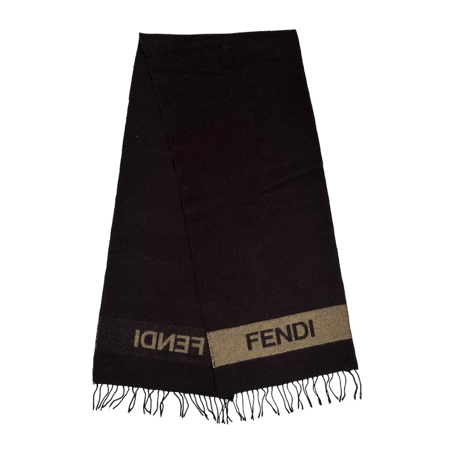 (Thursday Exclusive) FENDI 90S BROWN SPELLOUT SCARF