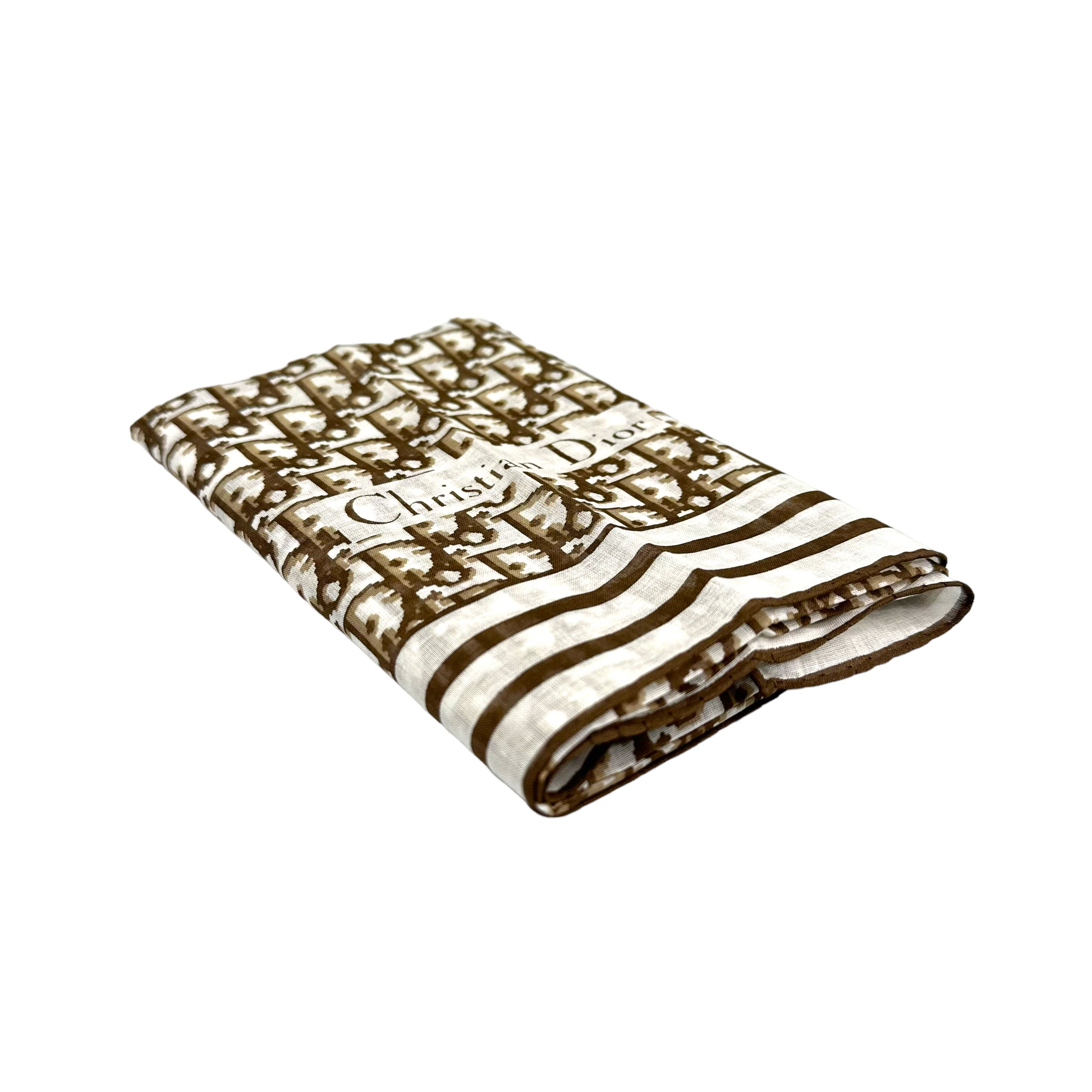 DIOR LIGHT BROWN MONOGRAM COTTON SCARF