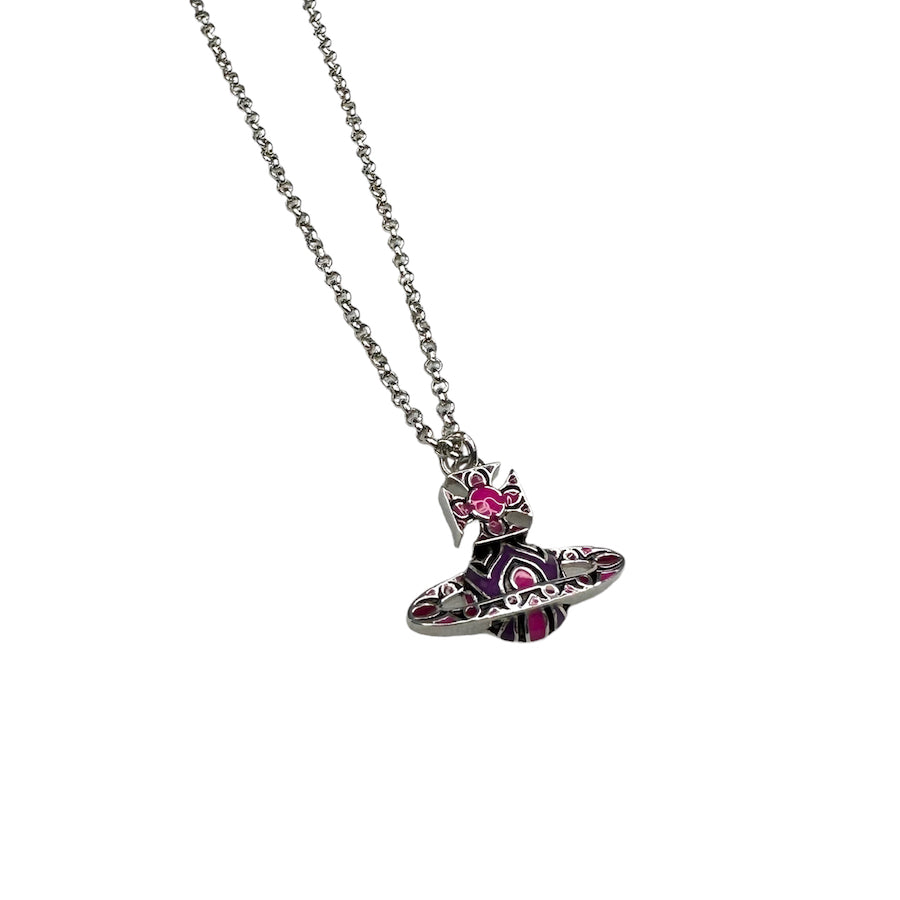 (NEW) VIVIENNE WESTWOOD ARETHA SMALL BAS RELIEF PENDANT NECKLACE - CRYSTAL PINK