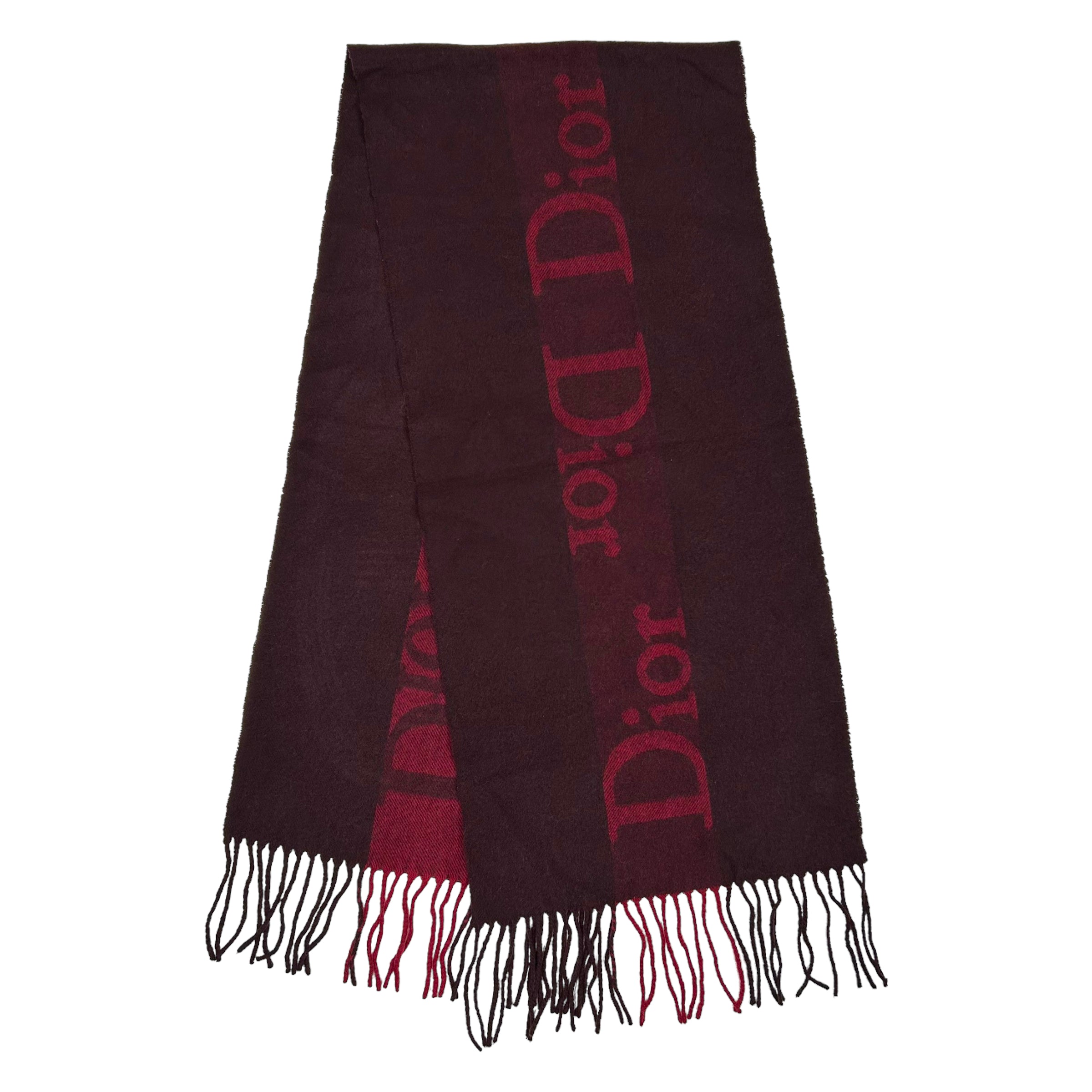 DIOR SPELLOUT SCARF BURGUNDY & RED