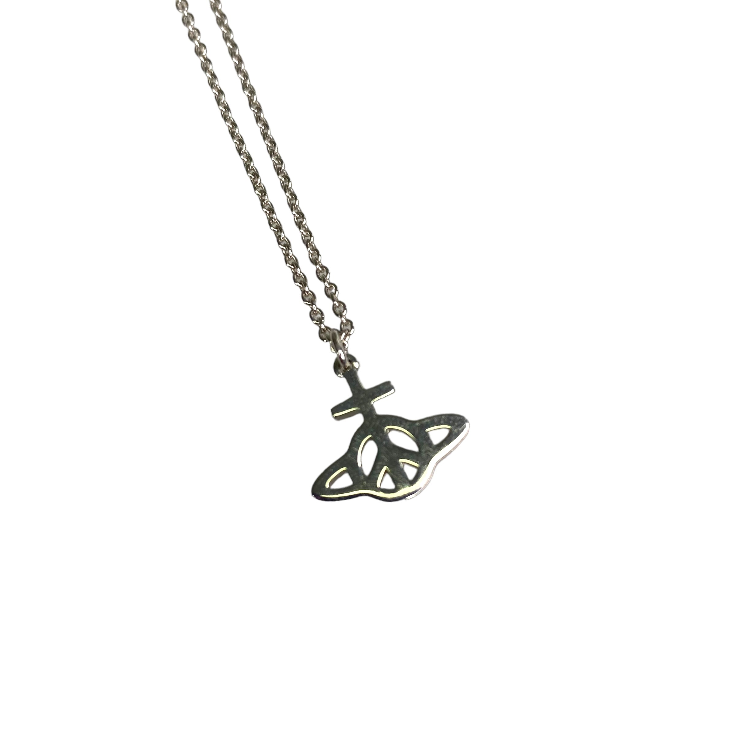 VIVIENNE WESTWOOD PEACE SIGN SILVER PLATED NECKLACE