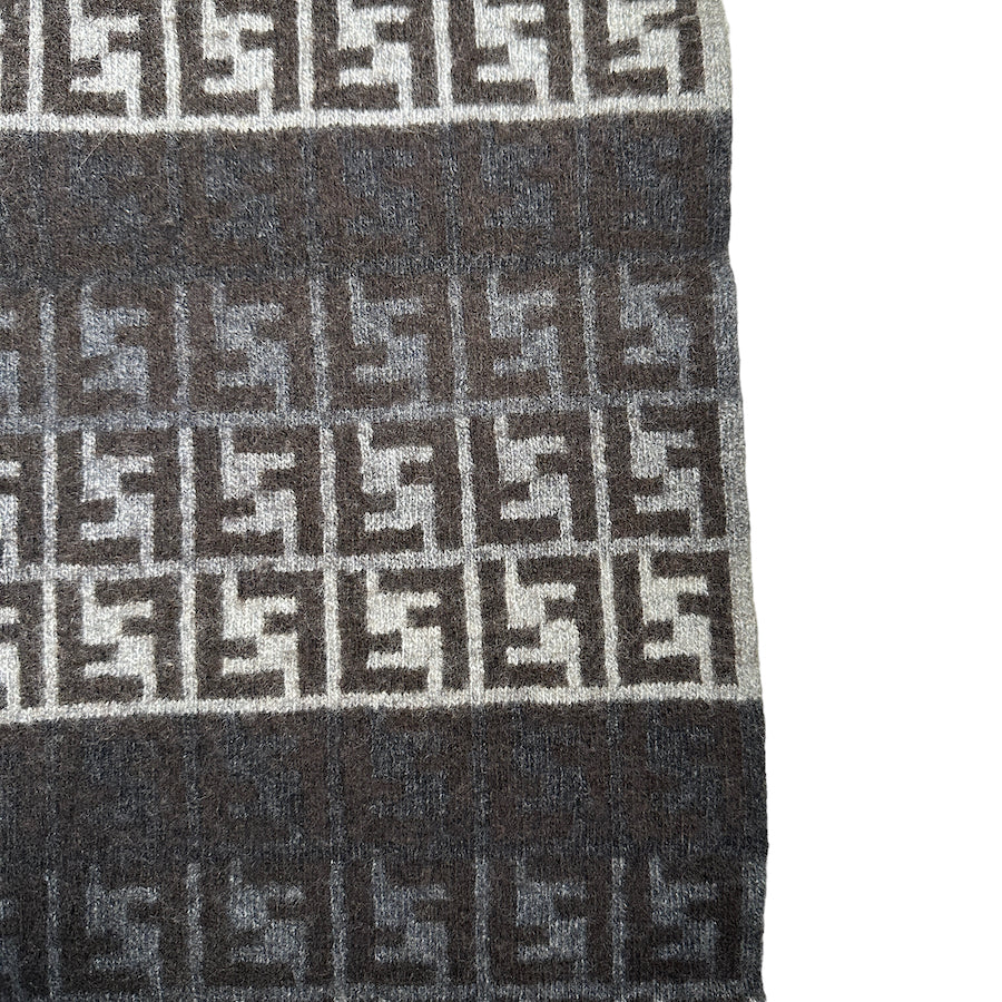 FENDI GREY/BROWN BLEND ZUCCA MONOGRAM SCARF