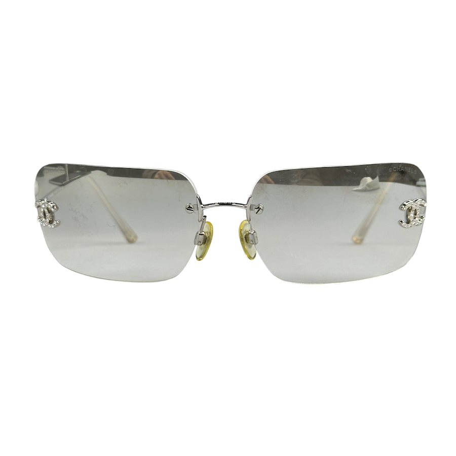 CHANEL 4017-D RHINESTONE CC BRONZE RIMLESS SUNGLASSES