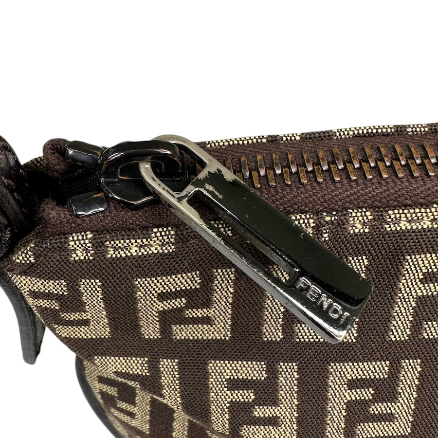 FENDI BROWN / BEIGE ZUCCHINO CANVAS POCHETTE BAG