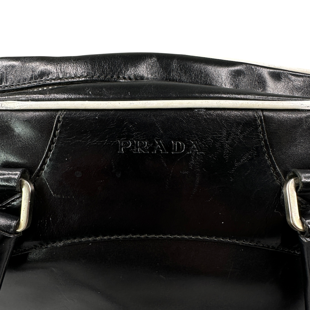 PRADA MINI LEATHER BOWLING BAG - BLACK