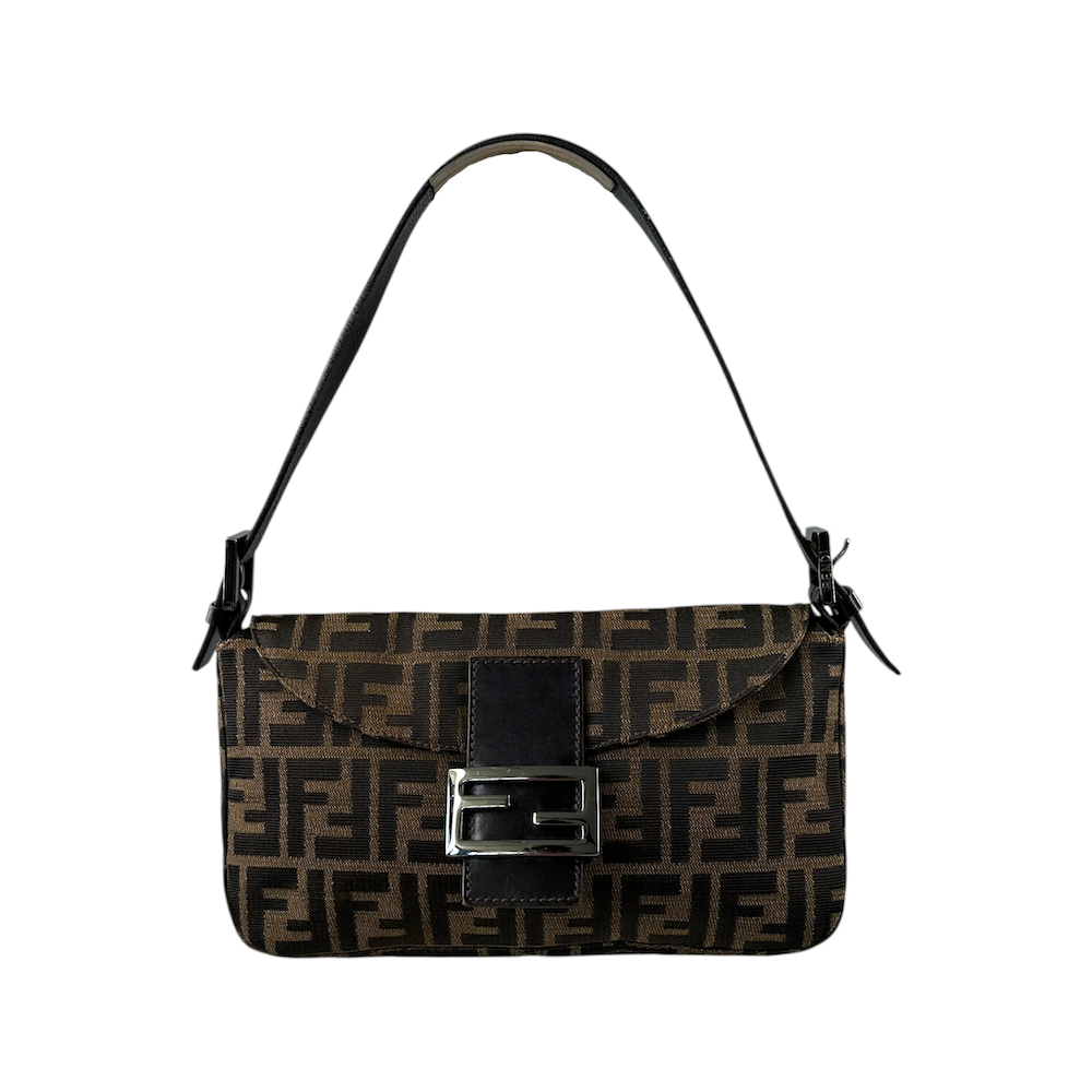 FENDI ZUCCA DOUBLE FLAP BAGUETTE BAG