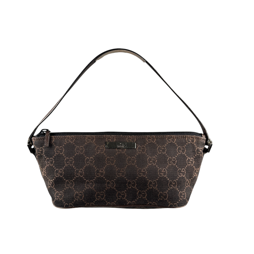 GUCCI GG CANVAS BOAT POCHETTE - BROWN