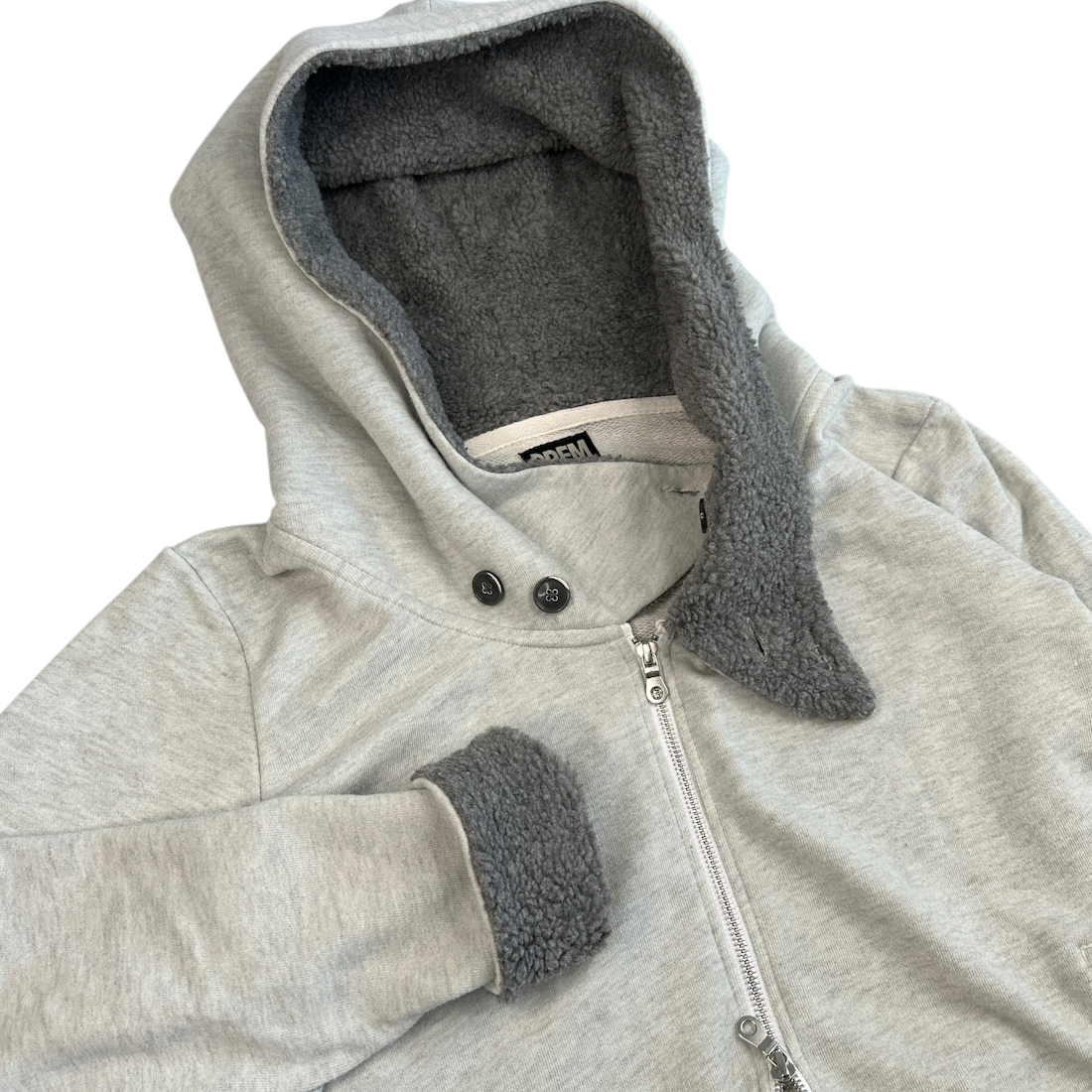(L) PPFM COLLARED ZIP HOODIE - GREY