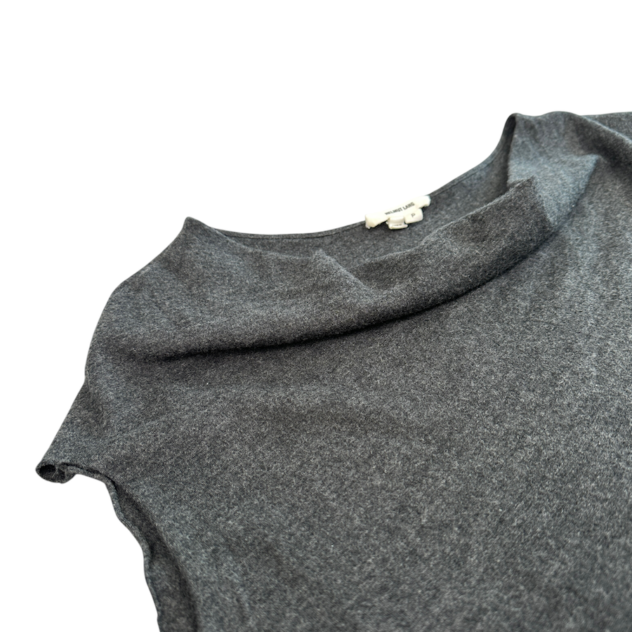 HELMUT LANG DRAPED COWL NECK ASYMMETRICAL DRESS - GREY