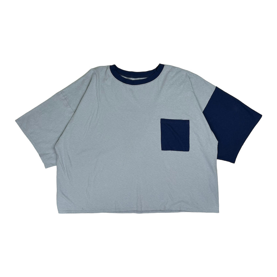 KAPITAL TWO TONE BIG TEE W/ POCKET BLUE