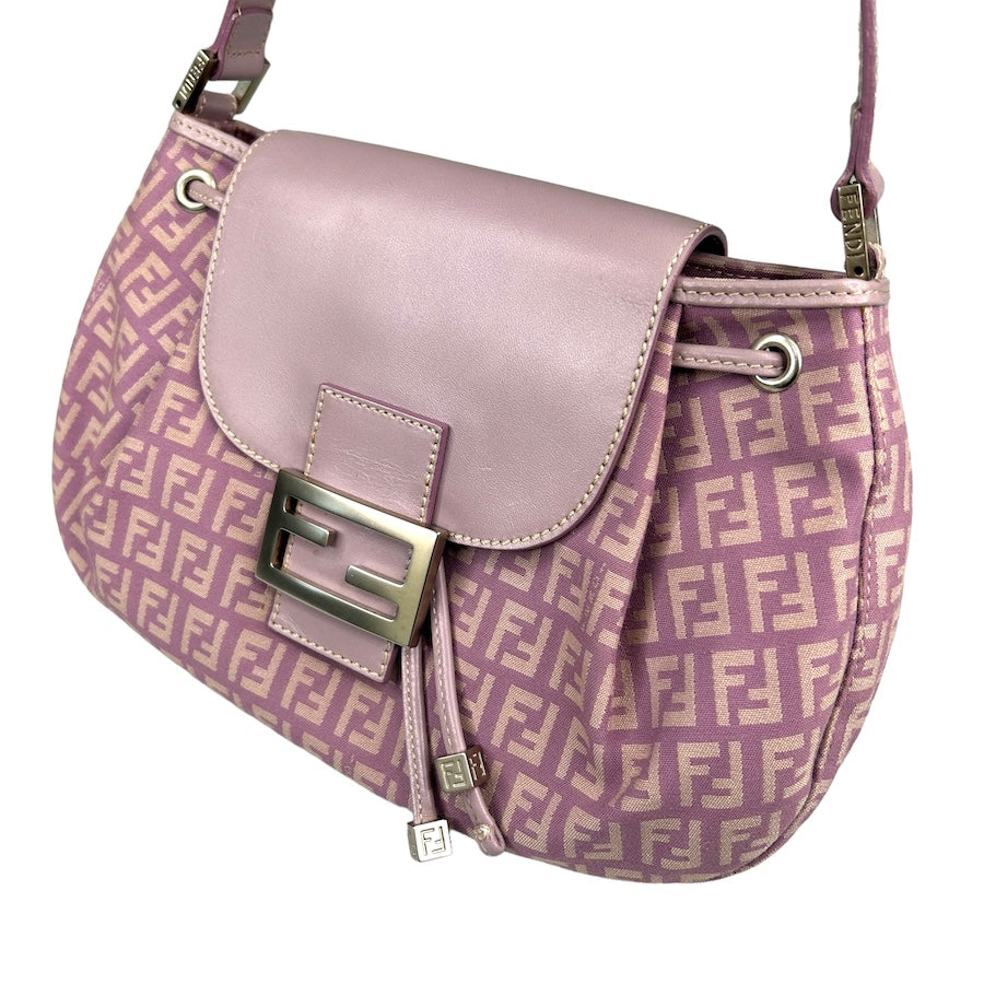 FENDI MONOGRAM CANVAS SHOULDER BAG - PURPLE
