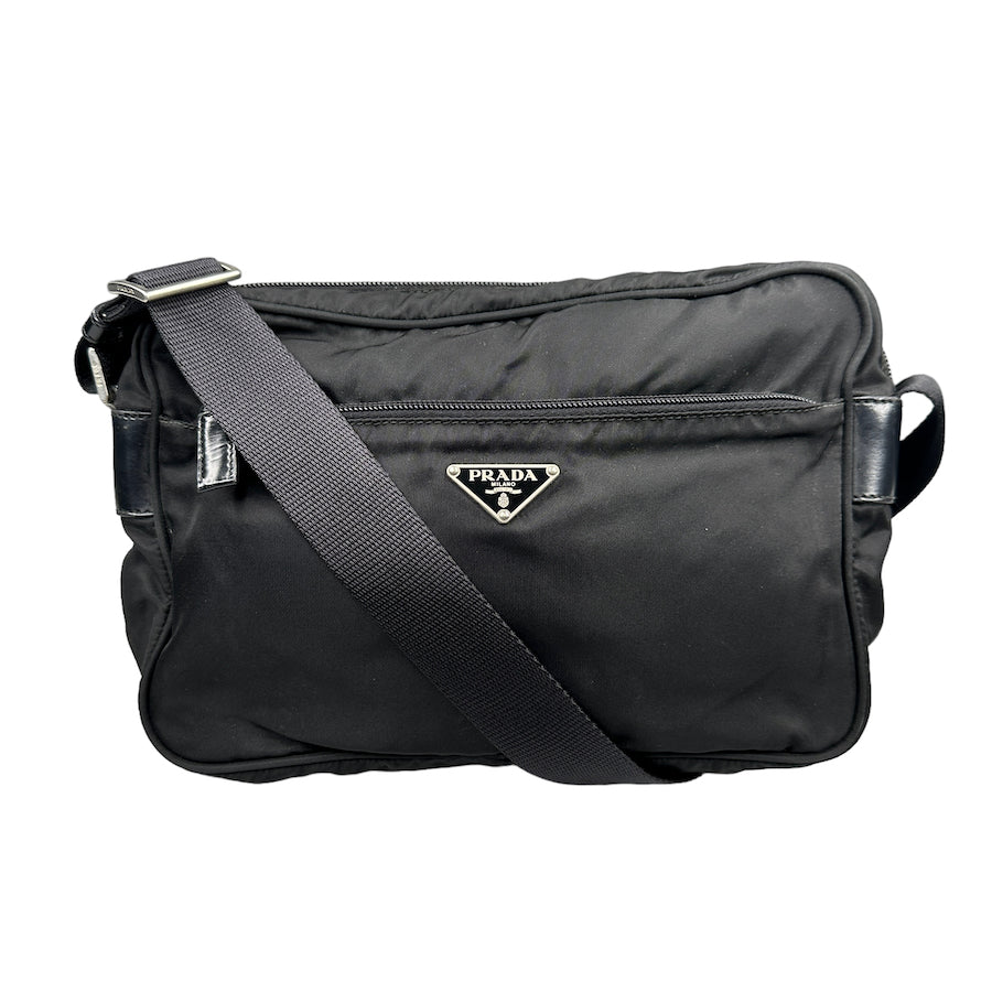 PRADA BLACK NYLON CAMERA CROSSBODY BAG (58)