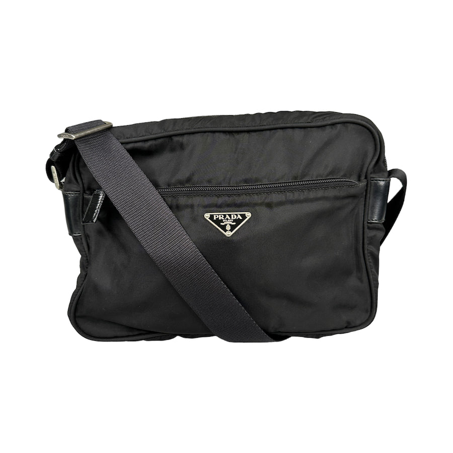 PRADA BLACK NYLON CAMERA CROSSBODY BAG