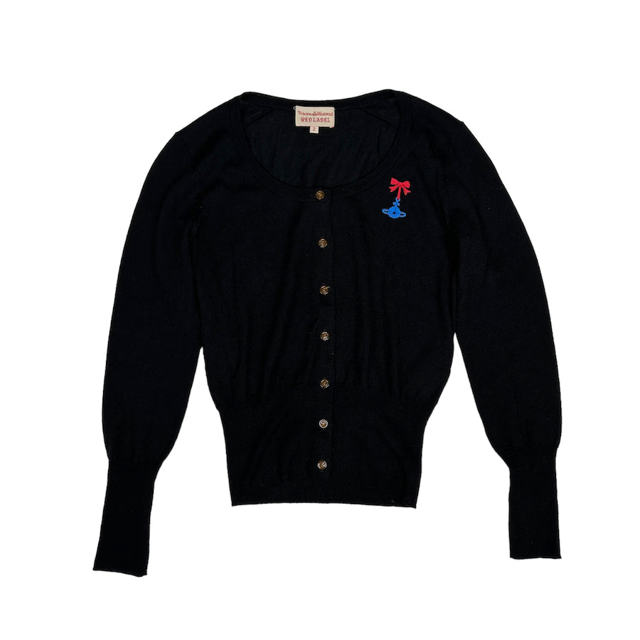 (2) VIVIENNE WESTWOOD RED LABEL ORB & RIBBON CARDIGAN - BLACK