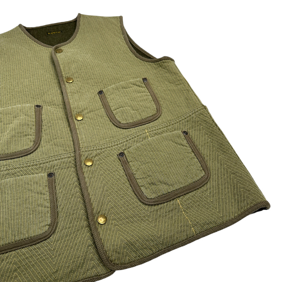 (M) KAPITAL WOOL-LINED QUAD POCKET VEST - GREEN