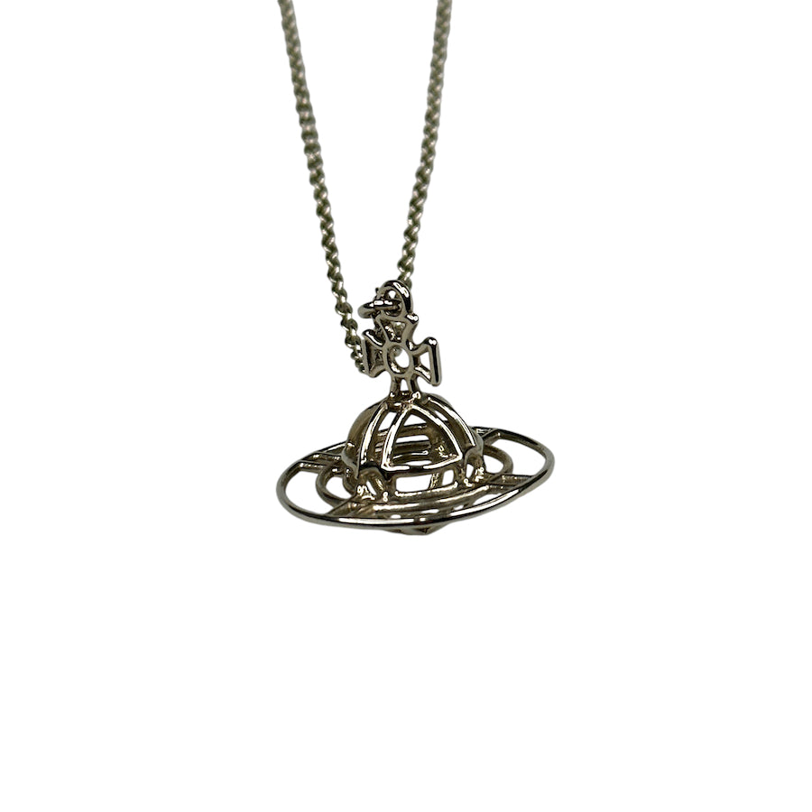 VIVIENNE WESTWOOD HOLLOW 3D ORB NECKLACE - SILVER PLATED