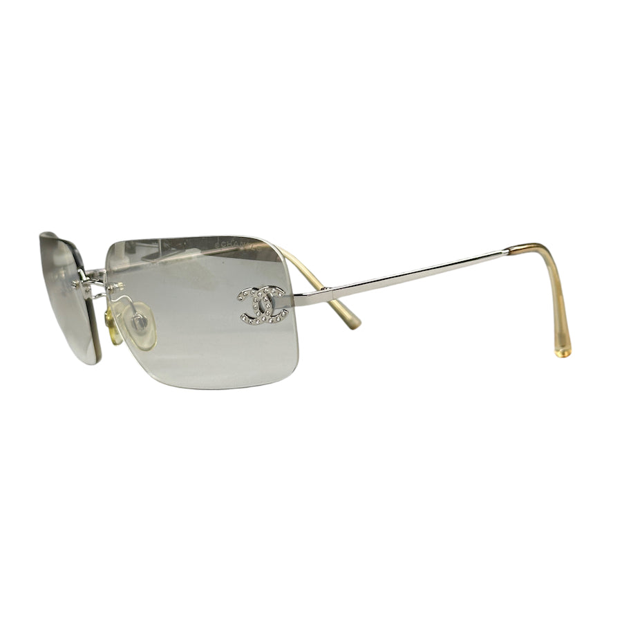 CHANEL 4017-D RHINESTONE CC BRONZE RIMLESS SUNGLASSES