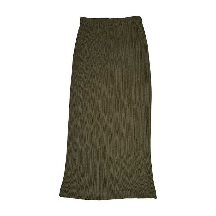 ISSEY MIYAKE GREEN PLEATED MAXI SKIRT