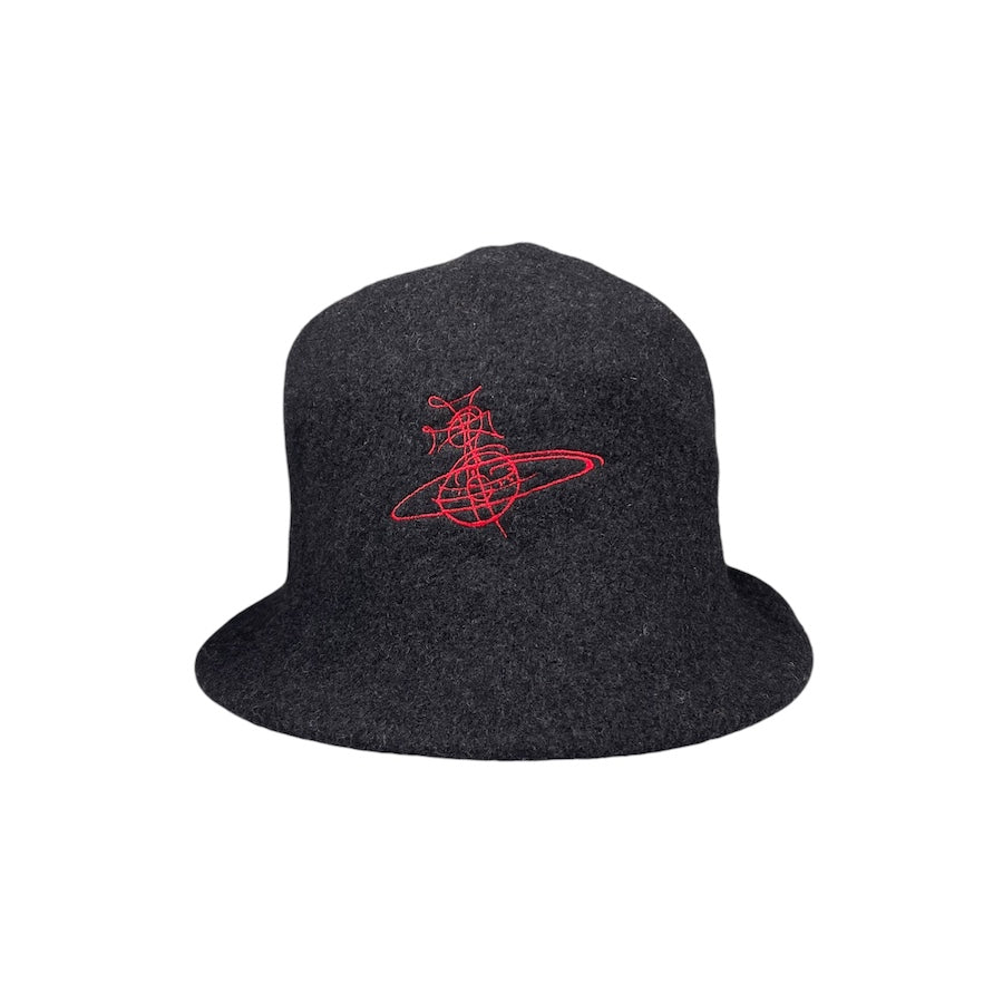 VIVIENNE WESTWOOD FLEECE BUCKET HAT BLACK/RED