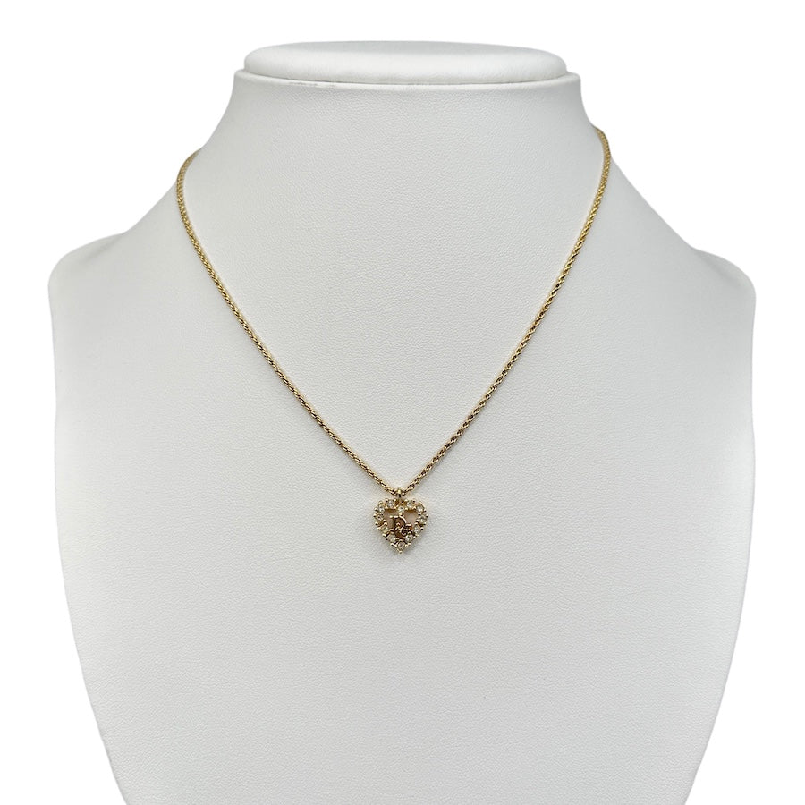 DIOR OBLIQUE & RHINESTONE PENDANT NECKLACE - GOLD