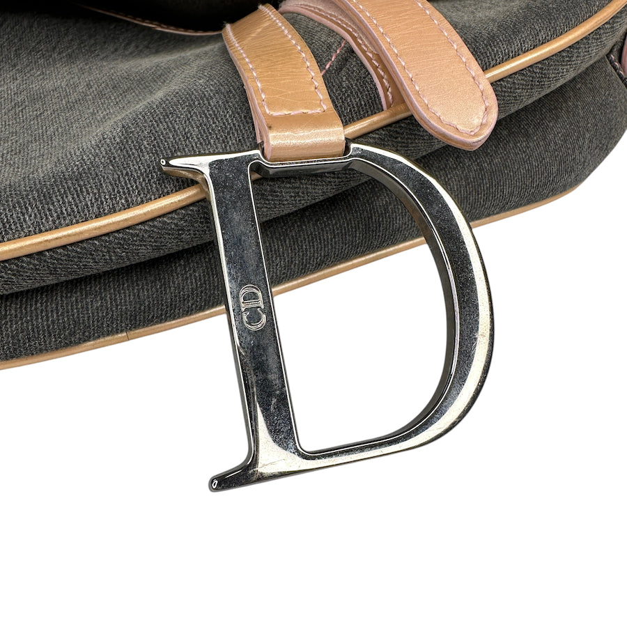 DIOR 2003 DENIM/PATENT LEATHER SADDLE BAG