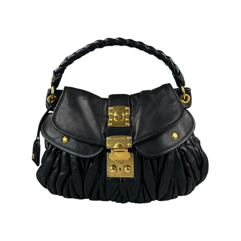 MIU MIU MATELASSE SHOULDER BAG - BLACK