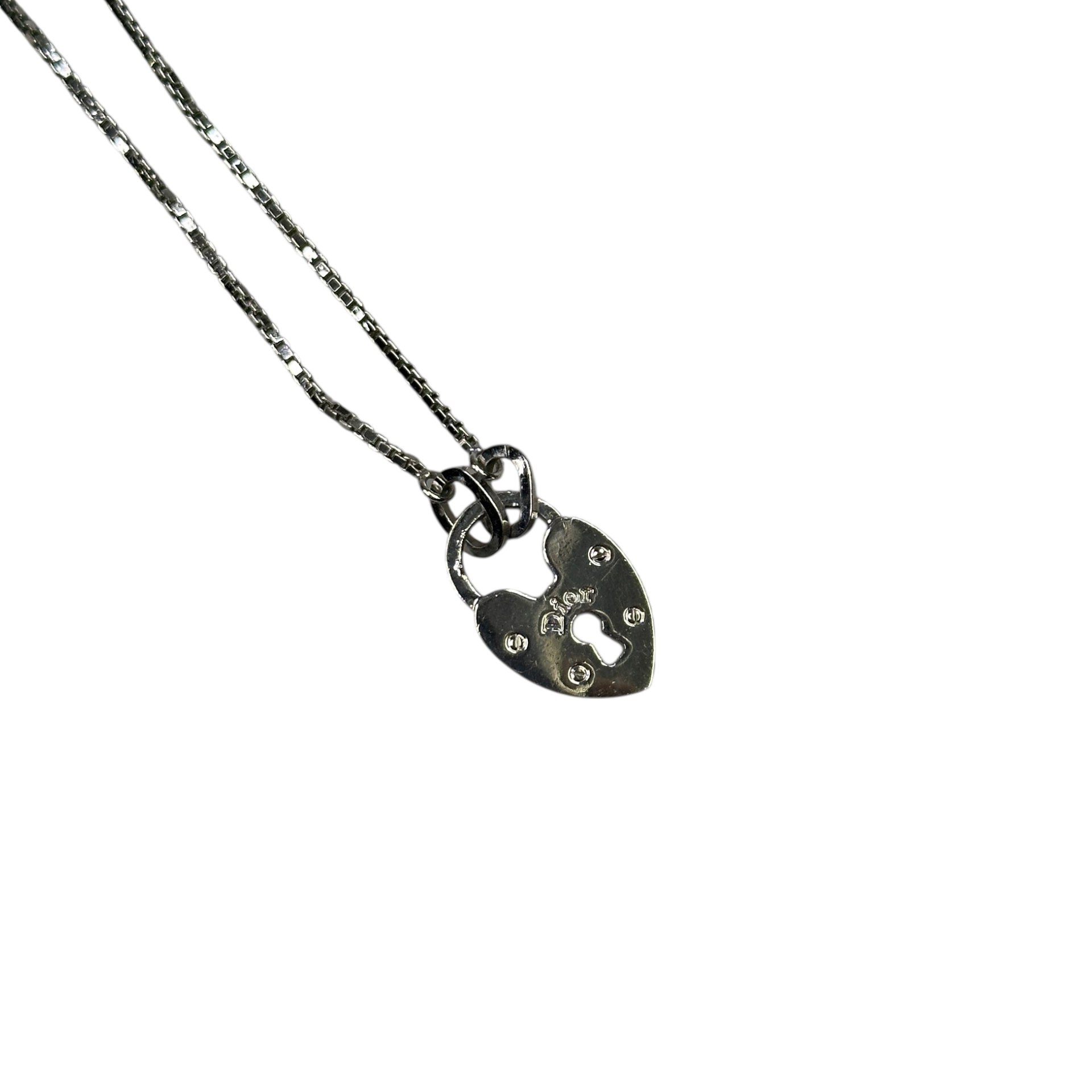 DIOR HEART-PADLOCK PENDANT NECKLACE