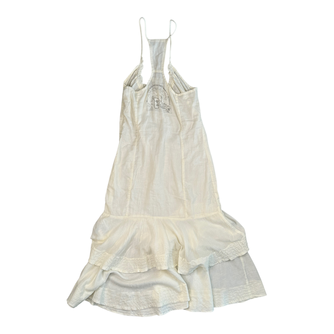(S) DIESEL SHIRRING & FLOUNCE DETAIL CAMI DRESS - WHITE
