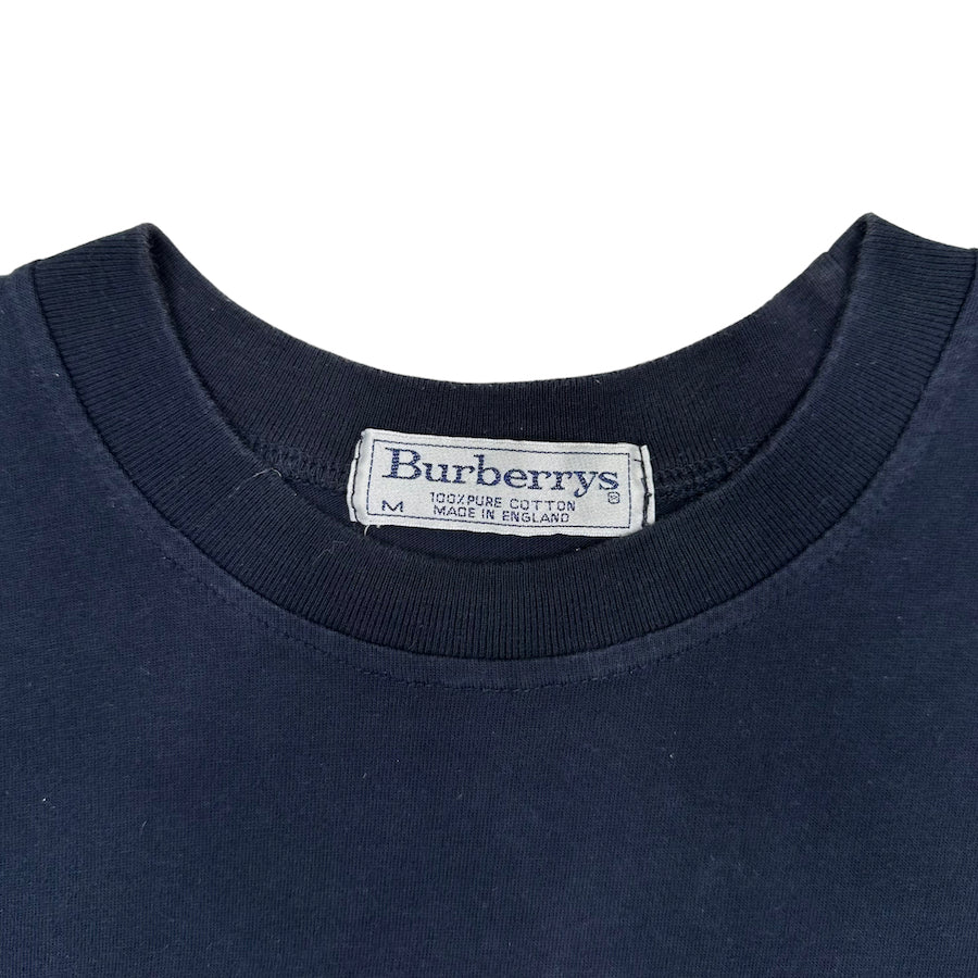 BURBERRY VINTAGE EMBROIDERED LOGO TEE - NAVY