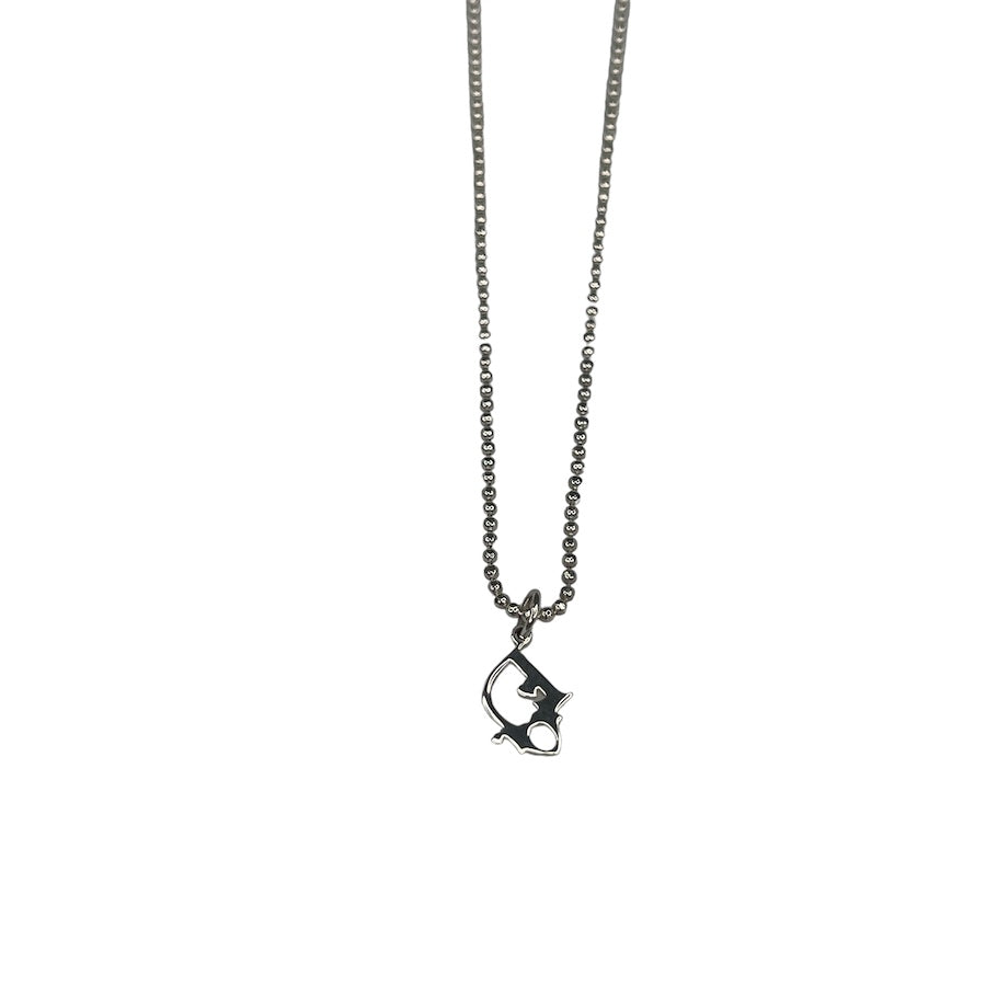 DIOR OBLIQUE LOGO BALL-CHAIN SILVER-PLATED NECKLACE