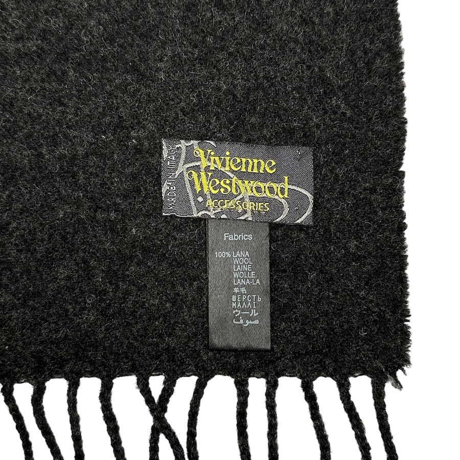 VIVIENNE WESTWOOD LOGO EMBROIDERED SCARF - CHARCOAL