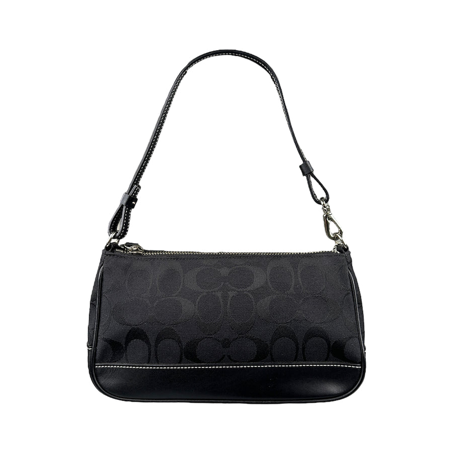 COACH BLACK SIGNATURE CANVAS MINI POCHETTE BAG