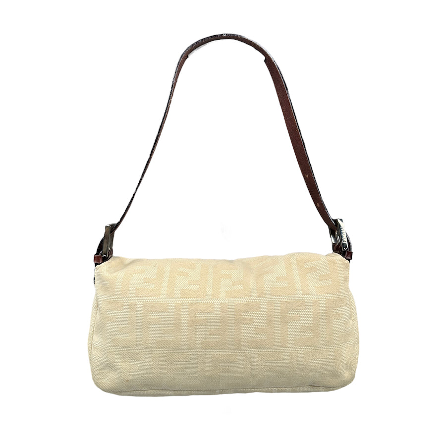 FENDI CREAM ZUCCA CANVAS BAGUETTE BAG