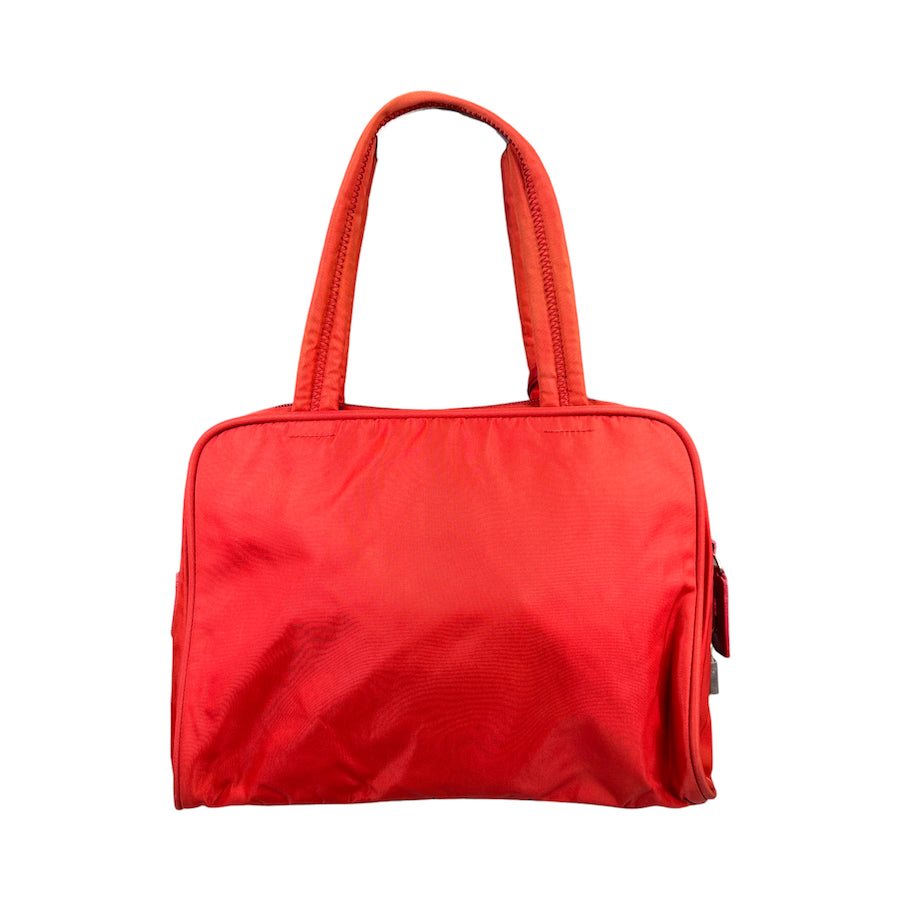 PRADA RED NYLON KEY & LOCK SHOULDER BAG