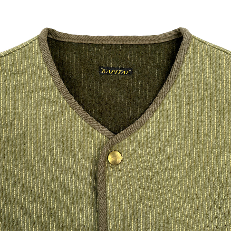 (M) KAPITAL WOOL-LINED QUAD POCKET VEST - GREEN