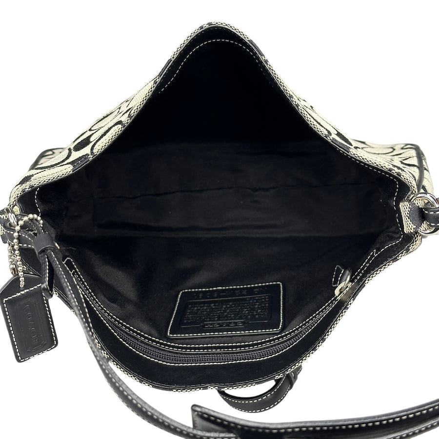 COACH NAVY/GREY LOBSTER CLASP SHOULDER BAG