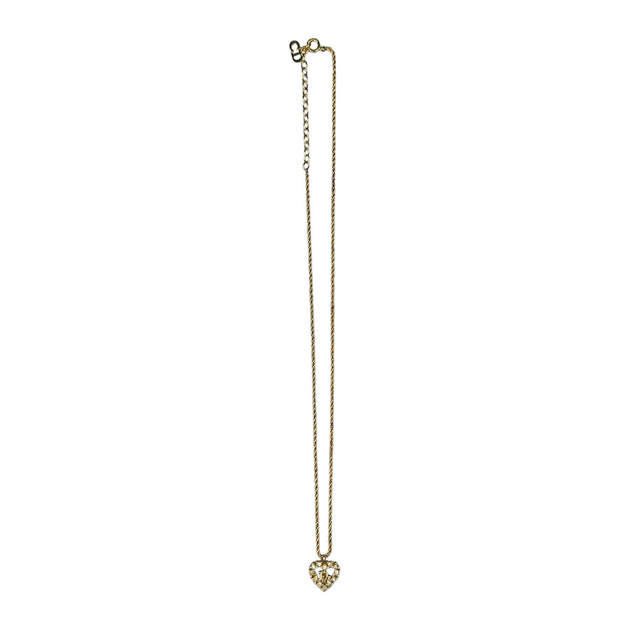 DIOR OBLIQUE & RHINESTONE PENDANT NECKLACE - GOLD