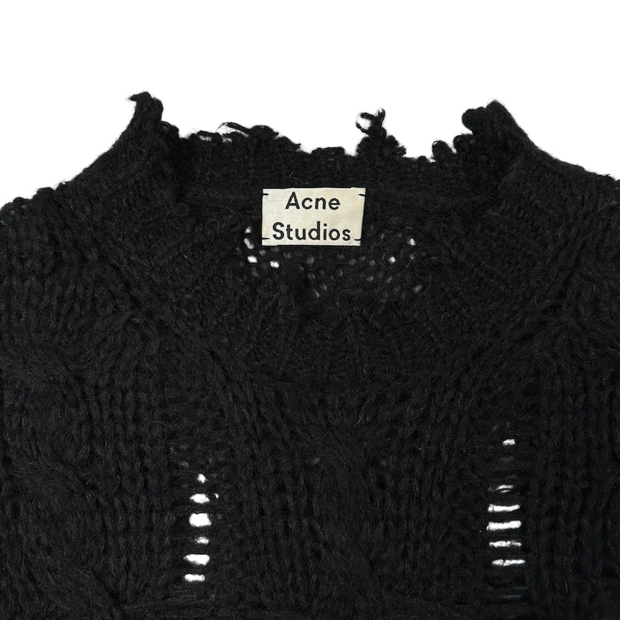 ACNE STUDIOS DISTRESSED KNIT SWEATER - BLACK – Top Floor Gallery