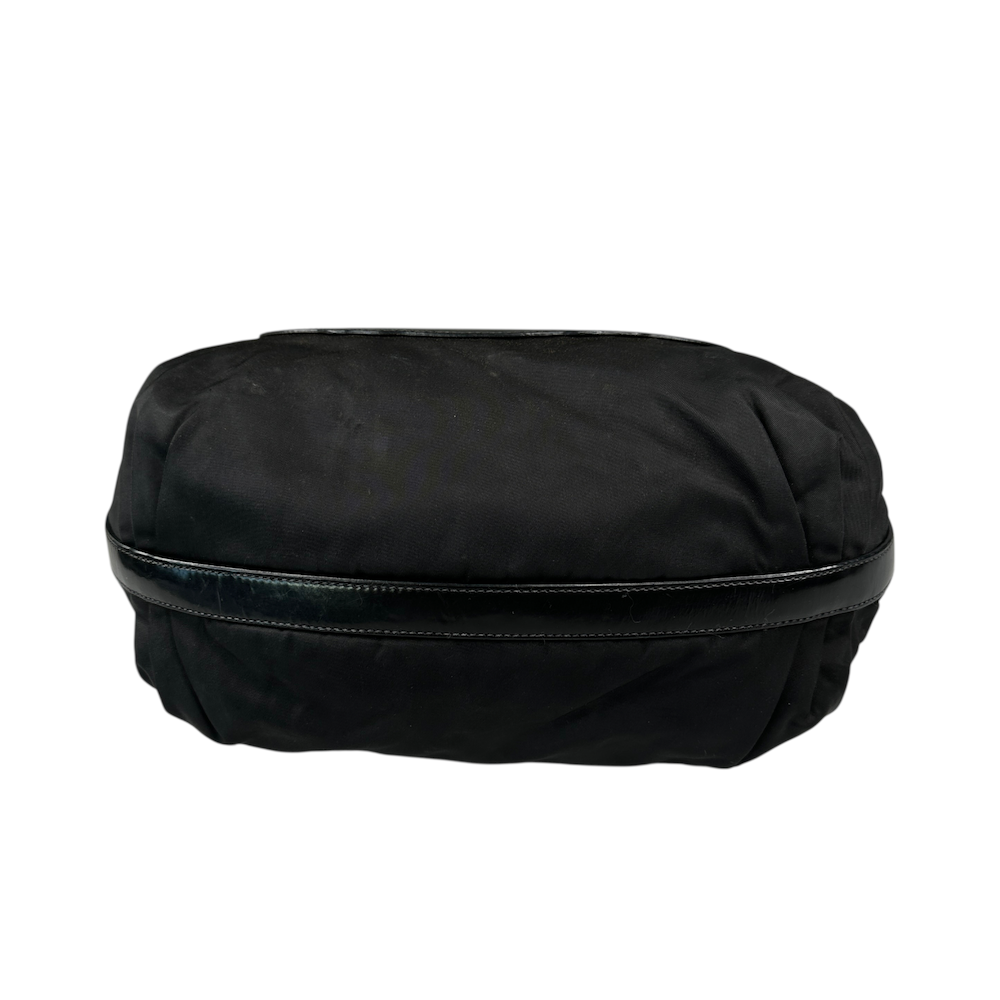 PRADA SAVOY LOGO NYLON SHOULDER BAG - BLACK