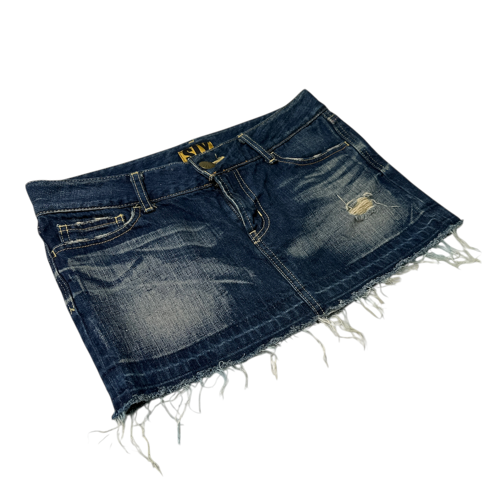 SLY DISTRESSED MINI DENIM SKIRT