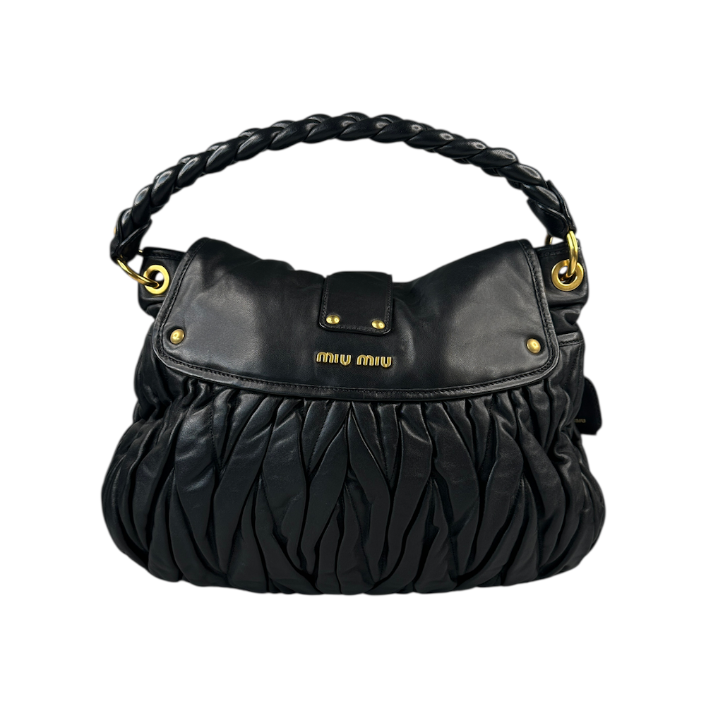 MIU MIU MATELASSE SHOULDER BAG - BLACK