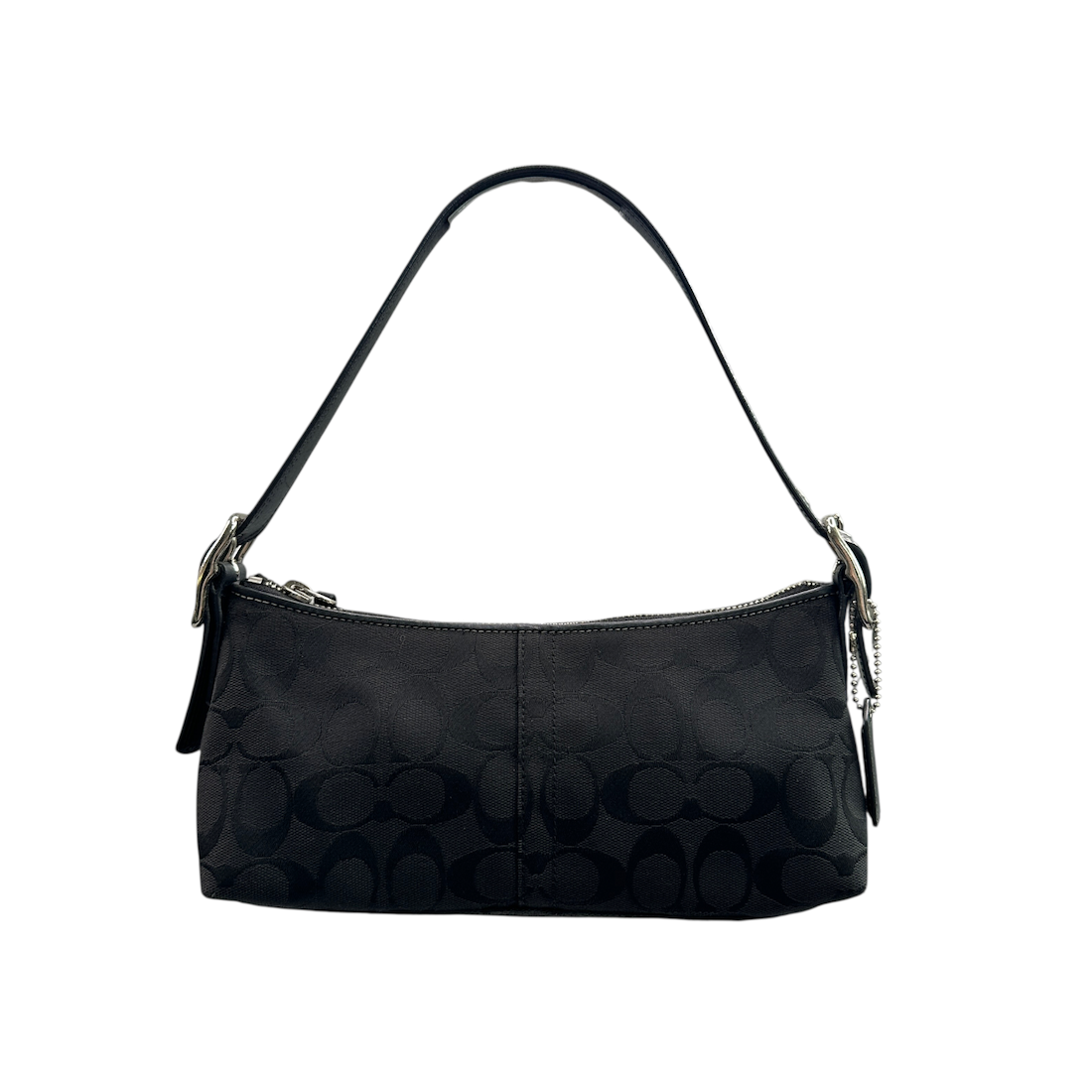 COACH SIGNATURE CANVAS SHOULDER BAG - BLACK